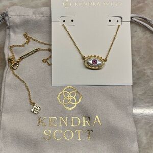 ✨New Kendra Scott Elisa Evil Eye Gold Pendant Necklace Ivory Mother Of Pearl 🧿